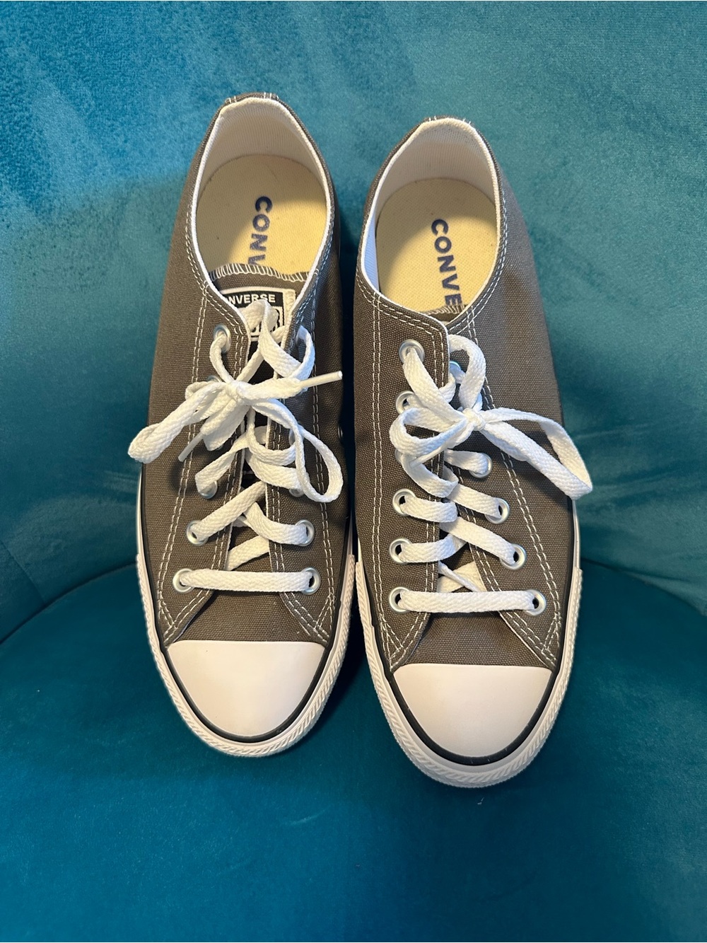 Converse Women's Gray Canvas Low-Top Sneakers with White Accents
